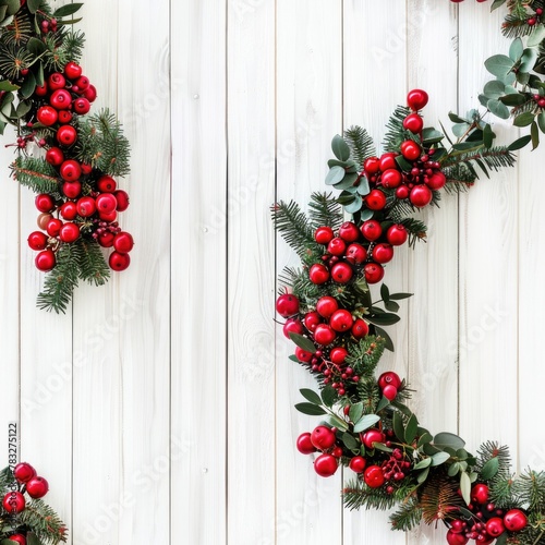 A couple of wreaths hanging on a wall. Perfect for holiday or home decor projects © Fotograf