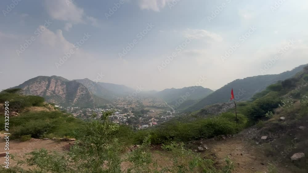 View of Jasrapur Village as seen from a nearby mountain in Khetri Tehsil, Rajasthan State, India