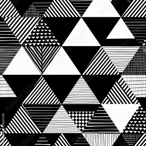 Seamless pattern of triangles in monochrome