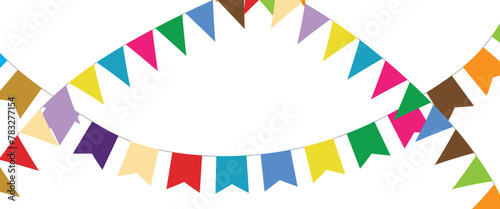 Carnival garland with flags isolated on white background. Decorative colorful pennants for birthday celebration, festival and bright decoration ideas 12