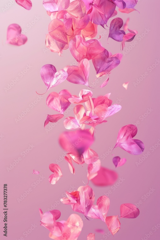 Pink flowers floating in the air, ideal for spring designs