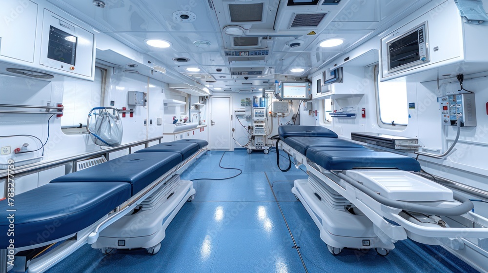 Fototapeta premium A Symphony of Rest: A Hospital Room Teeming With Beds