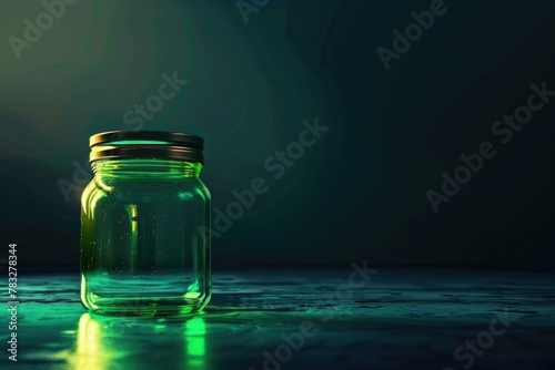 A glass jar sitting on top of a table. Suitable for various concepts