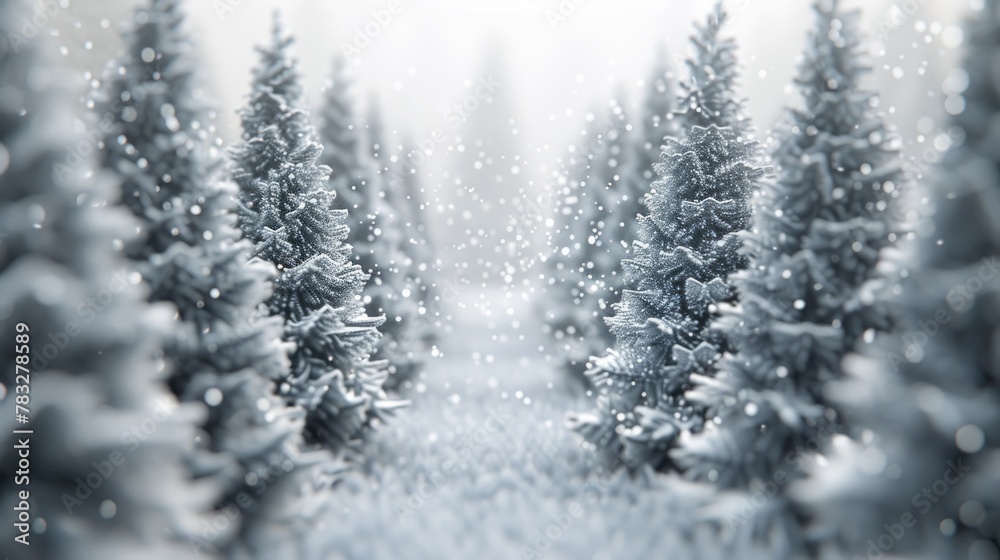 Winter scene of a snow covered forest, perfect for seasonal designs Winter scene of a snow covered forest, perfect for seasonal designs