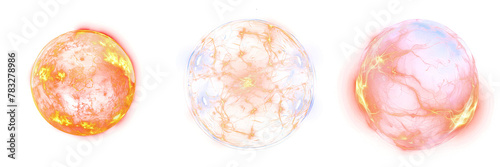 Glowing Energy Sphere Graphic Element Isolated on Transparent Background, Light Ball Overlay Texture, Sci-Fi and Futuristic Design