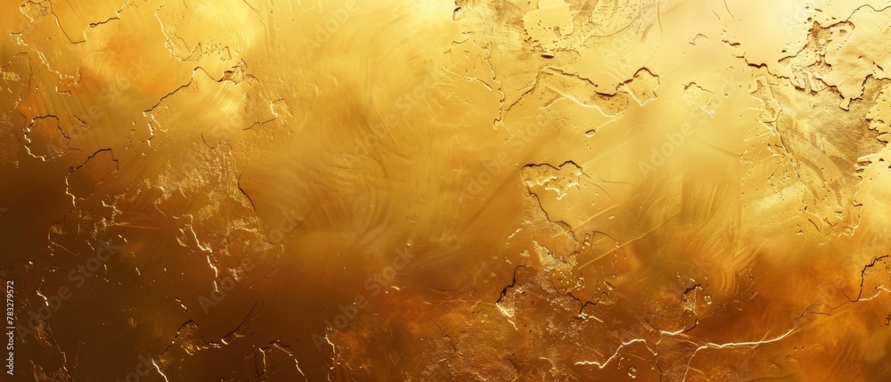 Closeup of abstract rough gold golden art painting texture, with oil brushstroke, pallet knife paint on canvas