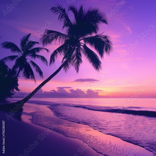 Palm tree by beach on ocean shore