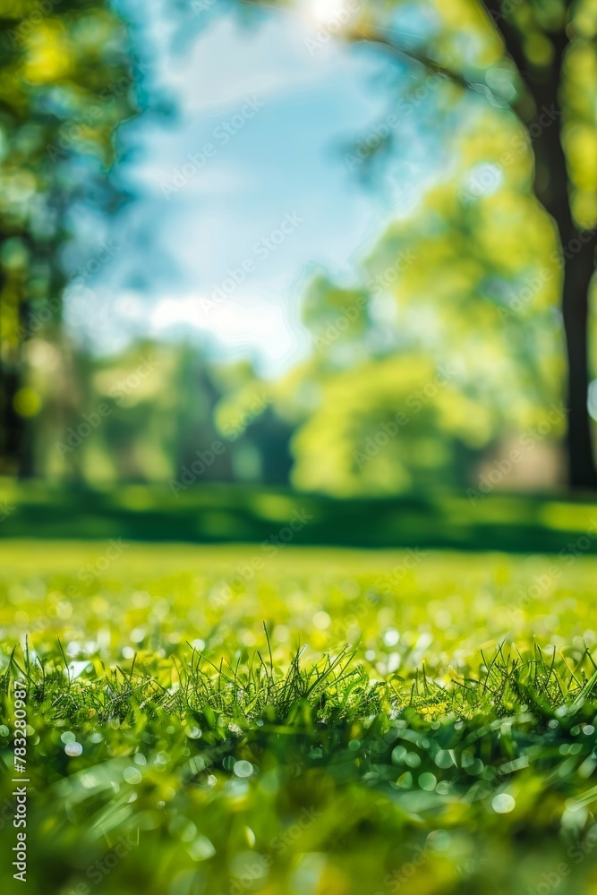 Grassy field with trees in background Grassy field with trees in background