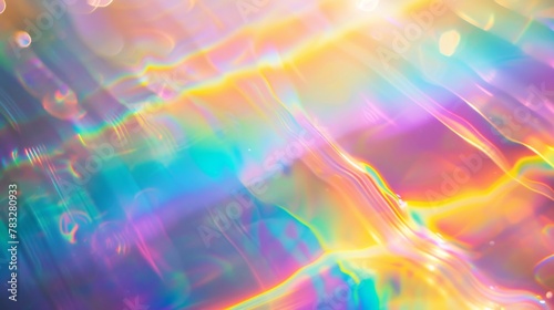 Abstract background with holographic rainbow flare. Blurred rainbow light refraction texture overlay effect for photo © vejaa