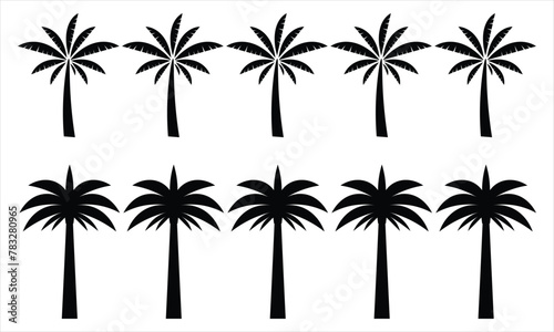Dead tree silhouettes  dying black scary trees forest illustration  Coconut trees Silhouette Vector set isolated on white background Tree silhouettes Free Vector.
