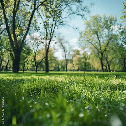 Grassy field with trees