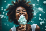Woman Laughing with Vanilla Ice Cream