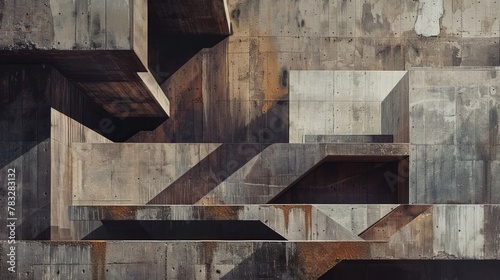 Abstract architectural composition showcasing the raw and rugged aesthetic of neo brutalism