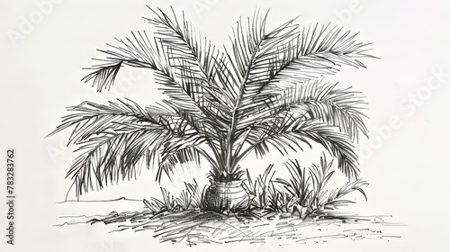 Botanical sketch of a majestic palm tree