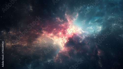 Cosmic 3D glow emanating from a distant galaxy or nebula