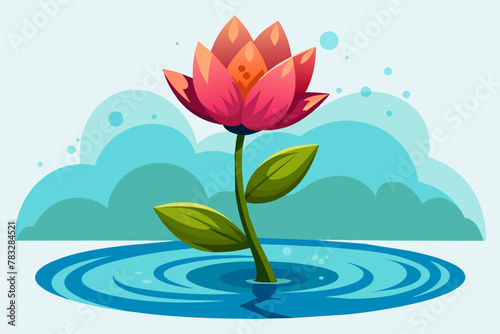 spring blossom flowers in the water zoom in a flower vector illustration photo