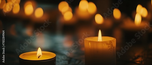 Candles with Warm Light and Bokeh Effect at Dusk