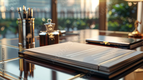 Wallpaper Mural An office desk with documents and supplies. Torontodigital.ca