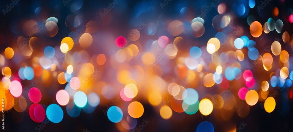 Festive celebration holiday christmas, new year, new year's eve background banner template - Abstract colorful bokeh lights texture, de-focused