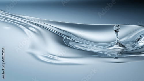 Sleek water ripple with droplet, capturing a tranquil and pure moment in a fluid, reflective elegance