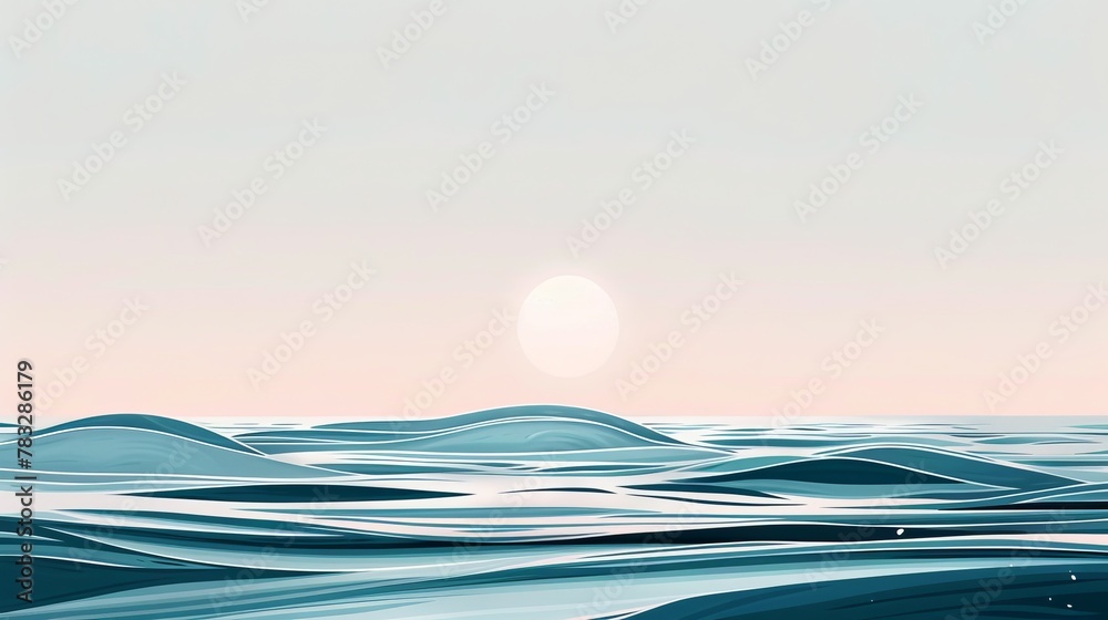 Minimalist  artwork of a serene seascape with minimal detail