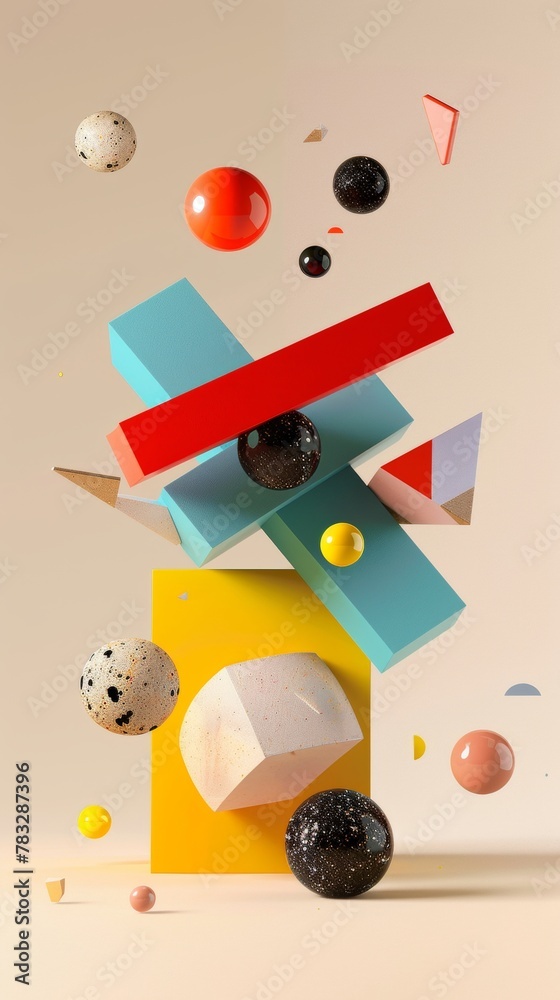 Bold and dynamic floating shapes in a Memphis style design 3D style isolated flying objects memphis style 3D render AI generated illustration Bold and dynamic floating shapes in a Memphis style design 3D style isolated flying objects memphis style 3D render AI generated illustration