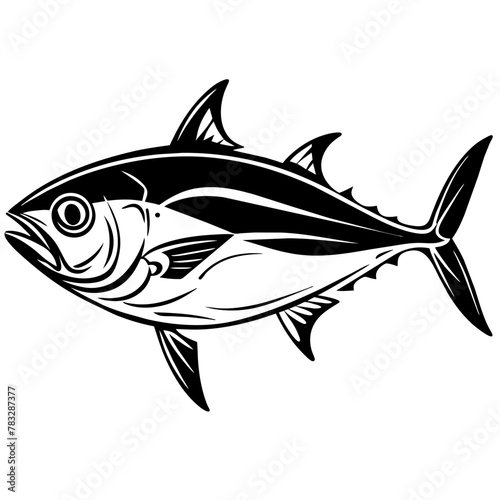 Albacore tuna fish silhouette vector icon illustration for logo Design isolated on white background 
