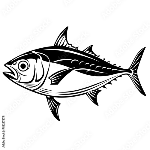 Albacore tuna fish silhouette vector icon illustration for logo Design isolated on white background 