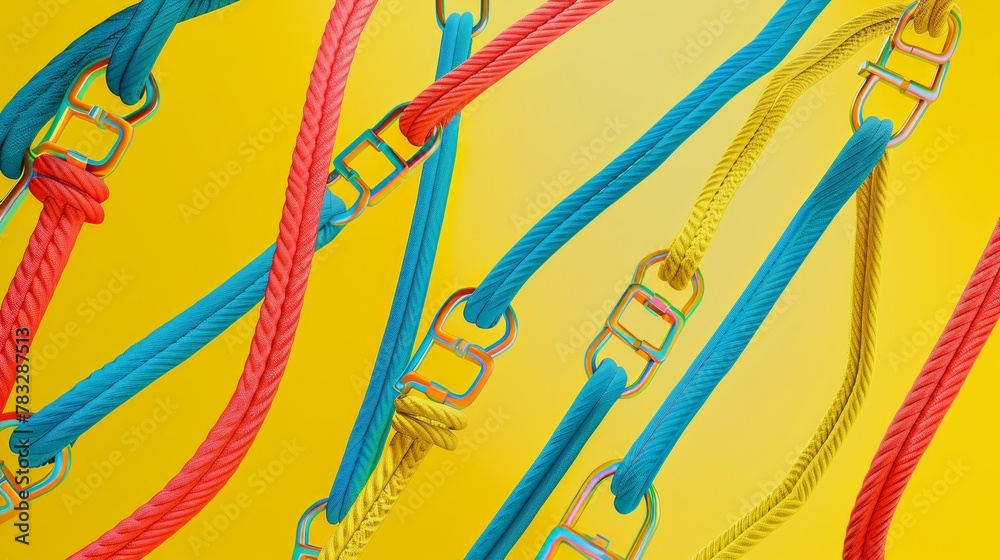 Bungee jumping ropes and harnesses in a geometric pattern 3D style