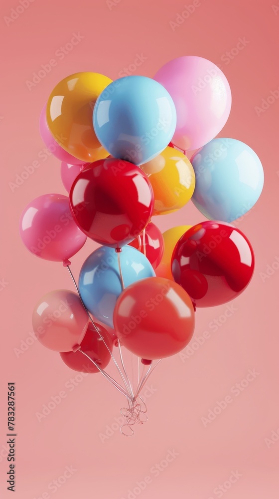 Colorful balloons in a 3D render 3D style isolated flying objects memphis style 3D render   AI generated illustration