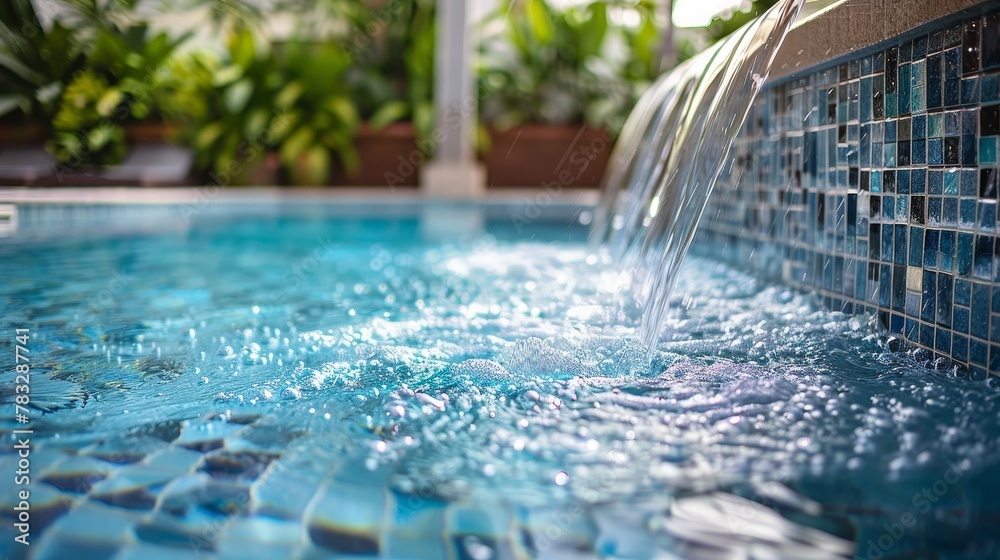 Decadent chocolate pouring onto a halved lycheeA serene rectangle swimming pool with tiled walls AI generated illustration Decadent chocolate pouring onto a halved lycheeA serene rectangle swimming pool with tiled walls AI generated illustration