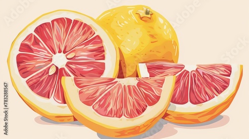 Elegant grapefruit illustration in pastel hues   AI generated illustration photo