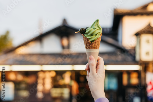 matcha Ice cream in Uji, Japan photo