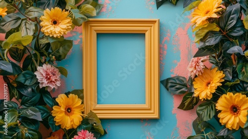 frame background with flowers for design.