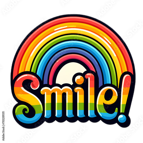 Vector art, vibrant rainbow from left to right, under it the inscription 