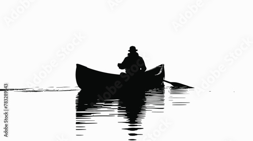 a silhouette of a man sitting in a canoe
