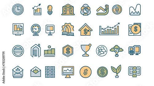 a bunch of icons that are on a white background