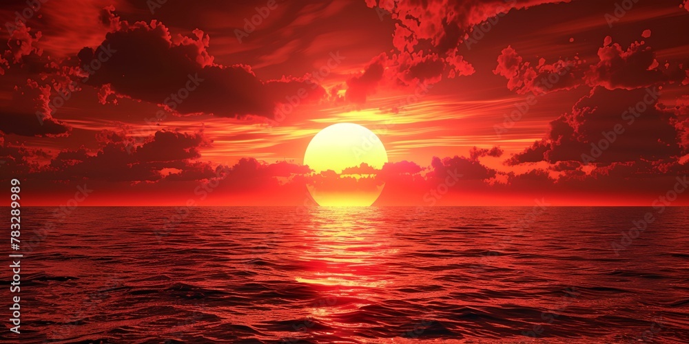 Dramatic orange and red sunset sky