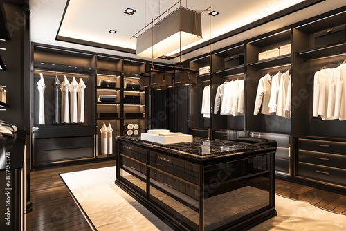 Modern walk in closet, luxury closet room in home