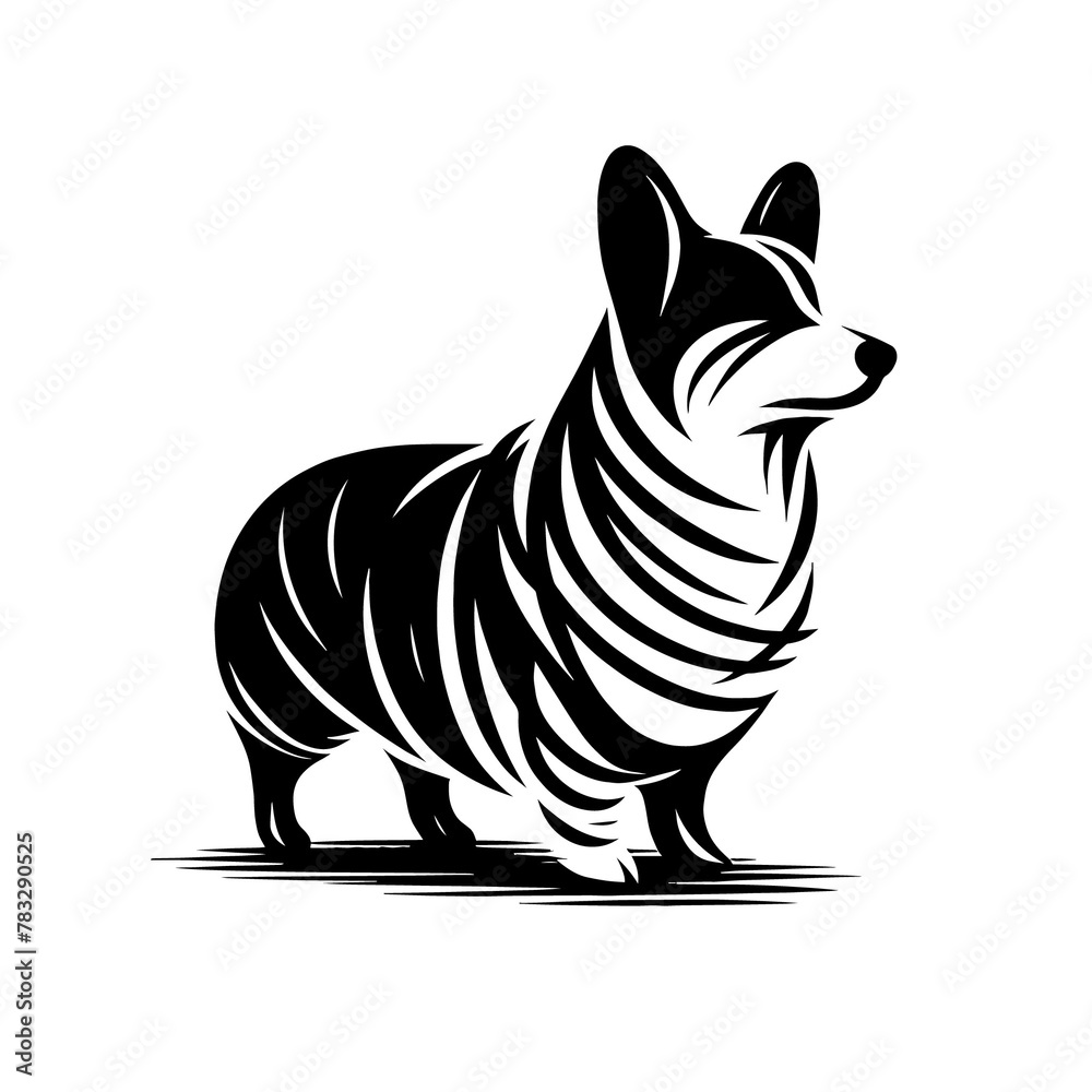 Fototapeta premium Abstract Stylized Dog, Black and White, Modern Art Design, isolated on White Background