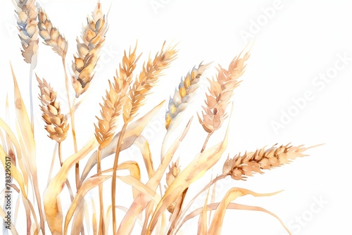 Wheat ears watercolor illustration