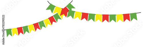 Carnival garland with flags isolated on white background. Decorative colorful pennants for birthday celebration, festival and bright decoration ideas 12