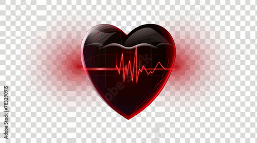 a heart with a heartbeat on a transparent background