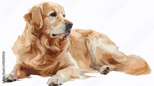 a painting of a golden retriever laying down