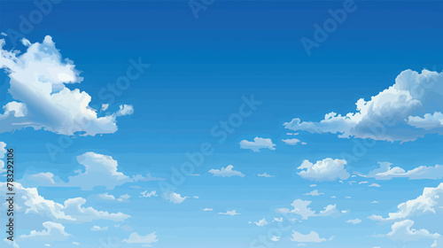 a blue sky with white clouds and a plane in the foreground
