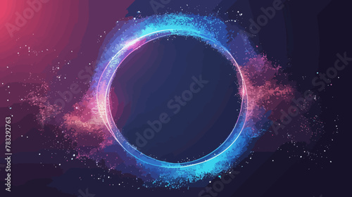 a blue and pink circle with stars in the background