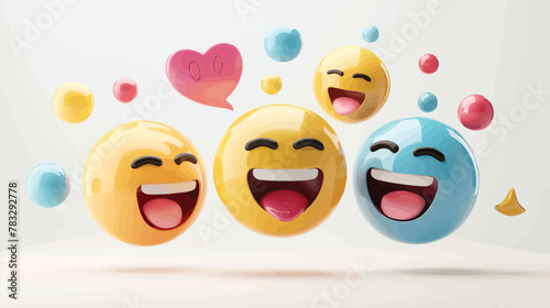 a group of smiley faces with hearts and bubbles