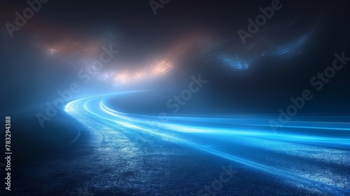 Neon Blue Trails Illuminating the Path to Infinity.