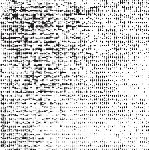 Monochrome texture composed of irregular graphic elements. Distressed uneven grunge background. Abstract vector illustration. Overlay for interesting effect and depth. Isolated on white background.
