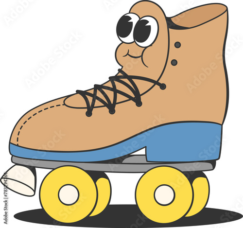 Retro roller-skate colorful cartoon character